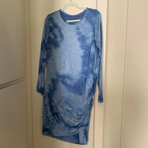 NWT blue long sleeve ruched dress